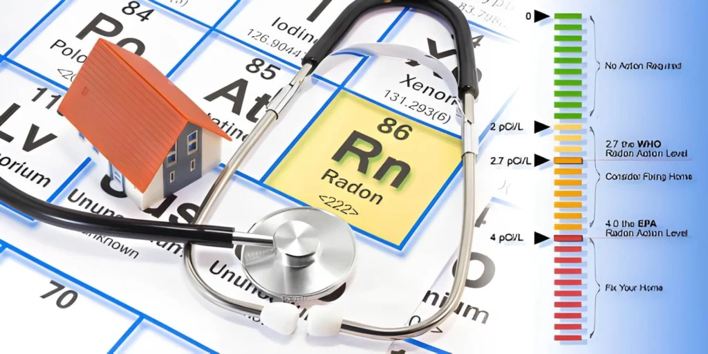 Radon testing Idaho Falls indoor air quality chart showing radon level indicators